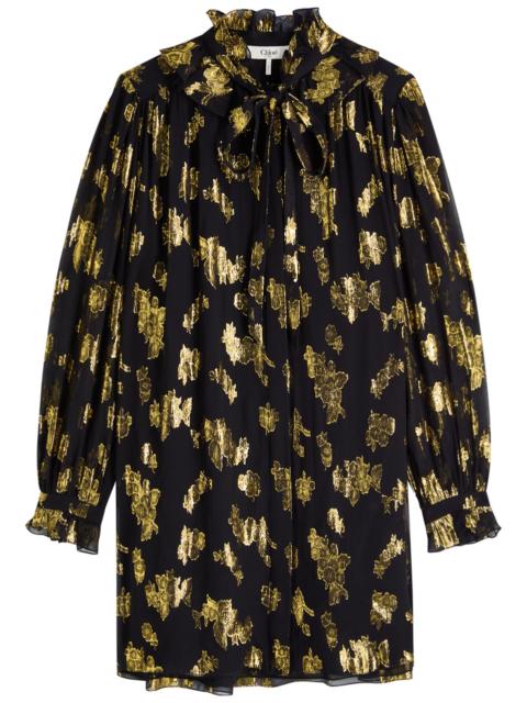 Chloé Chloe Metallic Floral-jacquard Silk-blend Mini Dress