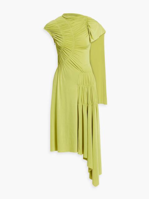 Victoria Beckham Asymmetric draped stretch-jersey midi dress