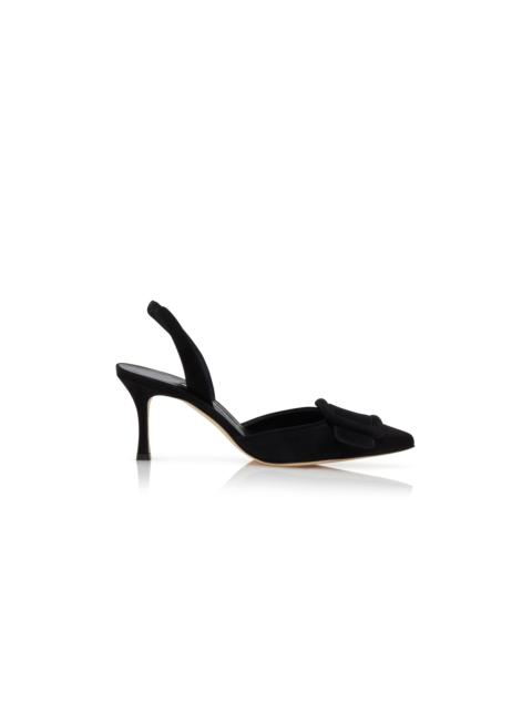 Manolo Blahnik Black Suede Slingback Pumps