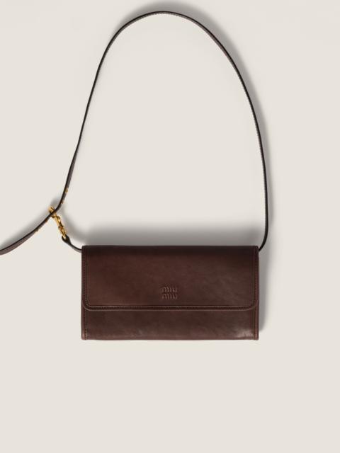 Miu Miu Nappa leather wallet with shoulder strap