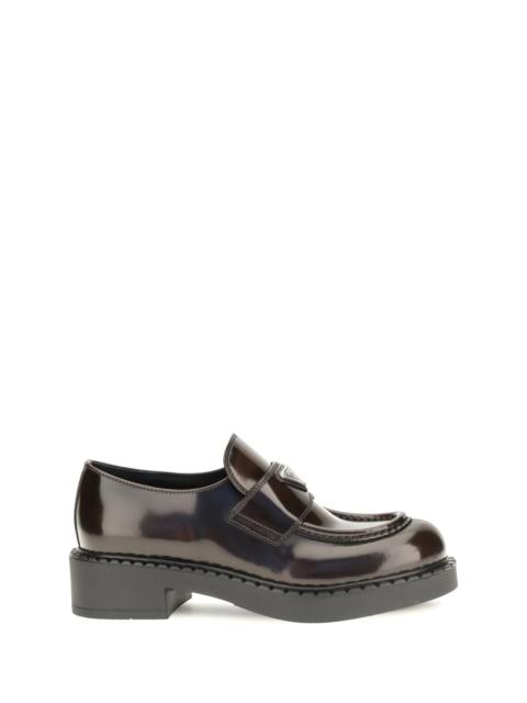 Prada Prada Leather Logo Loafers Dark Brown Women