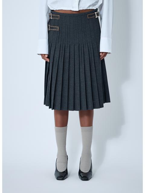 Prada Prada Women Pleated Rush Stitch Skirt With Belt