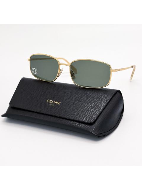 CELINE NEW CL40285U 30N CELINE SUNGLASSES SQUARE GOLD GREEN EYEWEAR