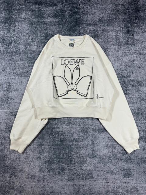 Loewe Loewe ivory white short sweatshirt with rabbit embroidery logo.