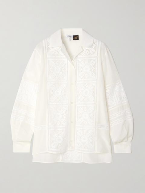 Loewe + Paula's Ibiza Broderie Anglaise Cotton And Silk-blend Shirt