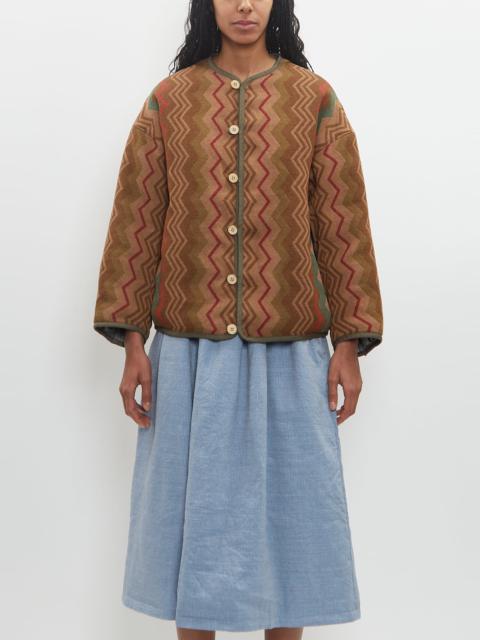 visvim Wool Linen Reversible Jacquard Blanket Liner Jacket — Beige