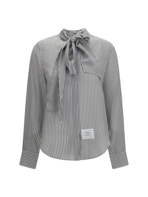Thom Browne Thom Browne Striped Silk Shirt Medium Grey Women