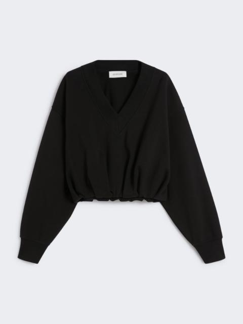 Sportmax V-neck crop sweatshirt - BLACK