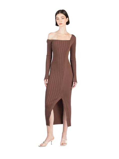 Elleme Asymmetric Fitted Dress Brown