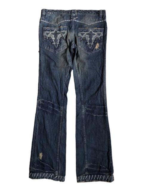 Other Designers Japanese Brand mudwash distressed flared jeans
