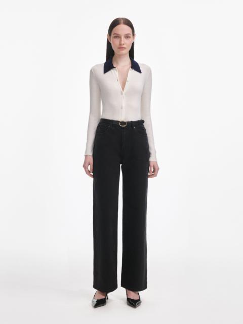 self-portrait Black Straight Leg Jeans