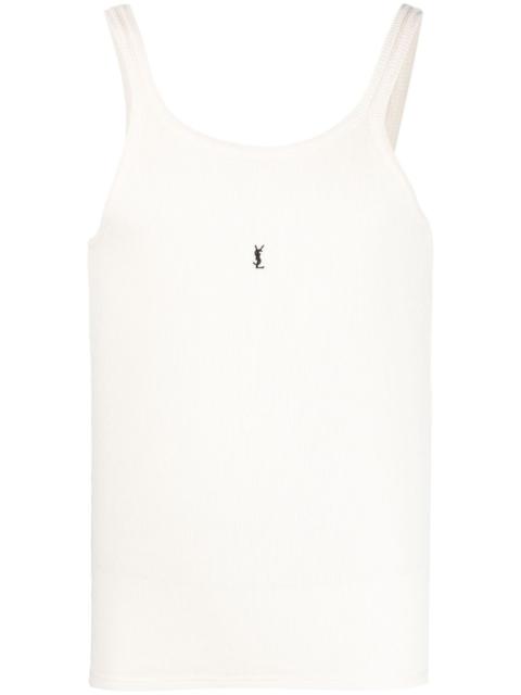 Saint Laurent logo-embroidered ribbed tank top