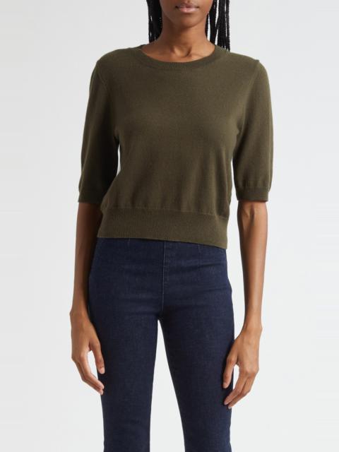 VERONICA BEARD Veronica Beard Shana Short Sleeve Cashmere Sweater in Cypress at Nordstrom