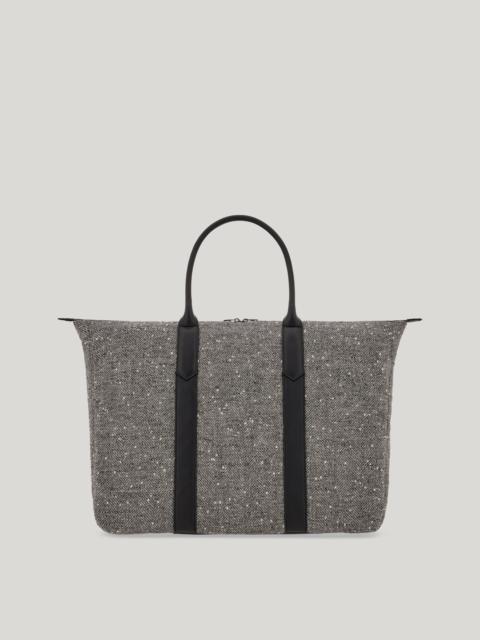 Canali BLACK ALPACA WOOL AND HAMMERED CALFSKIN BLEND WEEKEND BAG