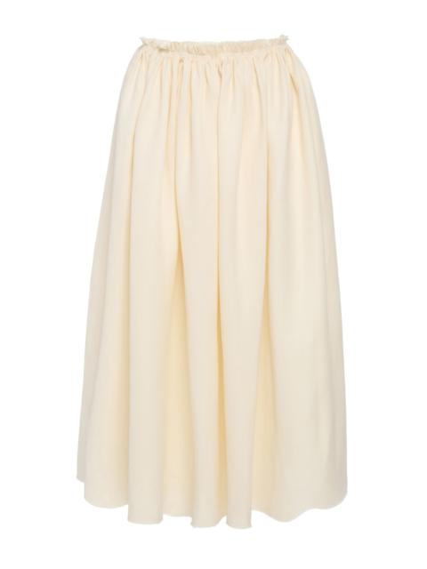 GABRIELA HEARST Chiara Pleated Midi Skirt in Ivory Textured Linen