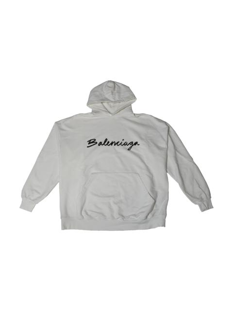 Other Designers Balenciaga Script Logo Hoodie White