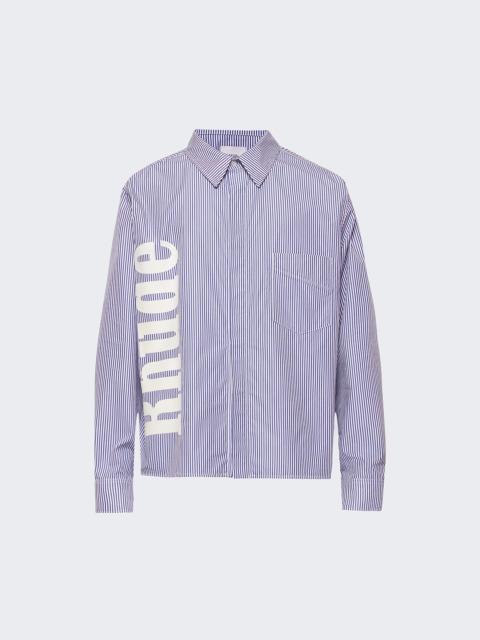 Rhude Side Logo Long Sleeve Shirt Blue And White Stripe