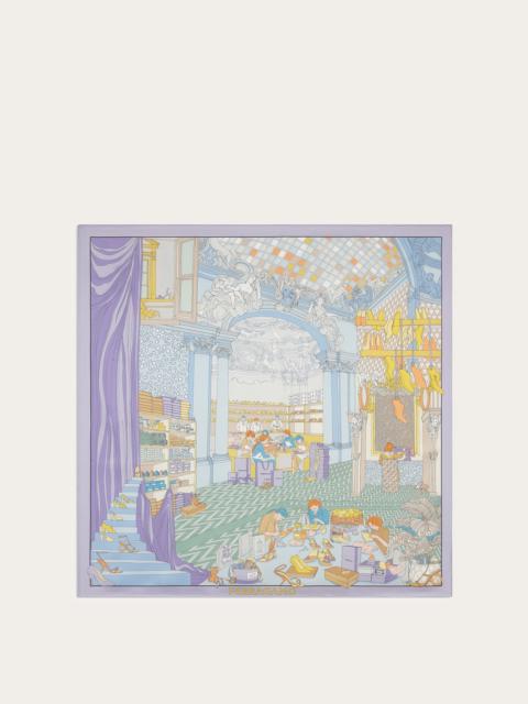 FERRAGAMO Oggetti print silk foulard