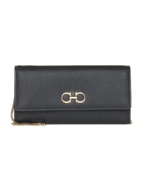 FERRAGAMO Gancino Soft Leather Wallet On Chain