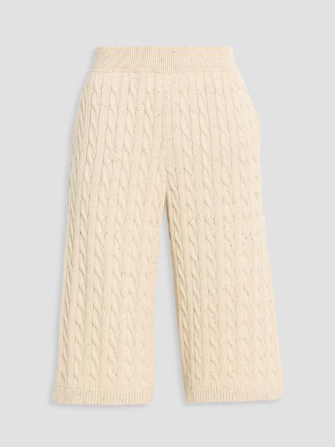 Brunello Cucinelli Sequin-embellished cable-knit cotton-blend shorts
