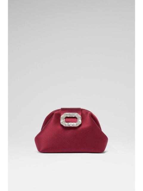 Amina Muaddi CAMELIA MICRO CLUTCH WINE SATIN