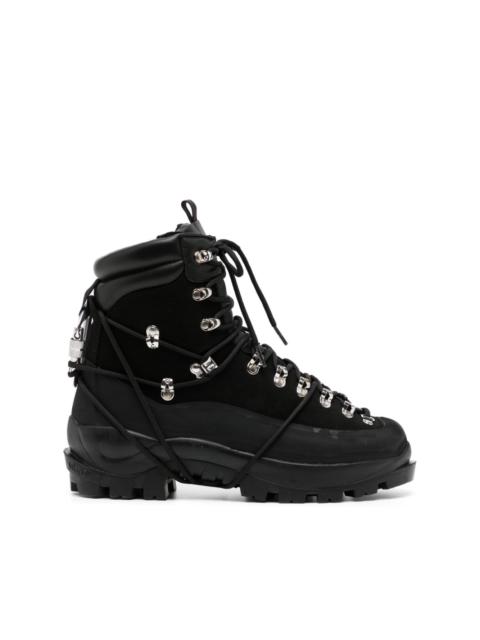 lace-up leather hiking boots