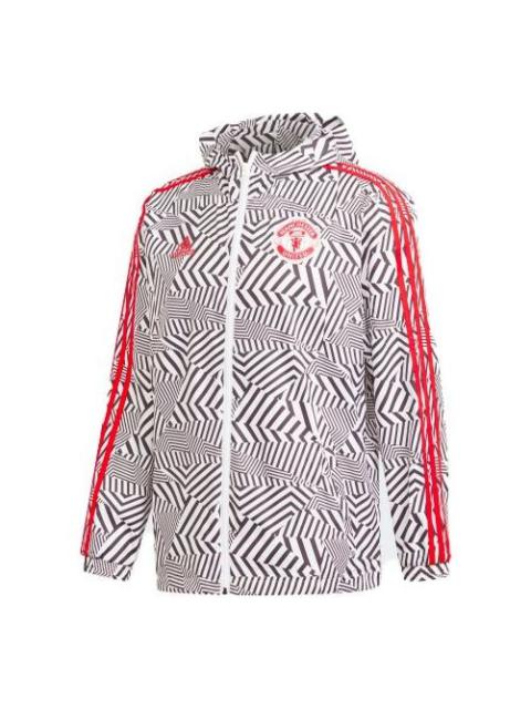 adidas Manchester United Soccer/Football Sports Hooded Jacket White FR3843