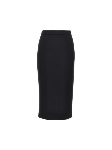 Dolce & Gabbana Dolce&Gabbana Stretch Wool Midi Skirt Black