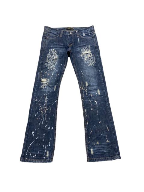 Other Designers If Six Was Nine - Xfrm Thrashed Denim Flare Jeans Painter