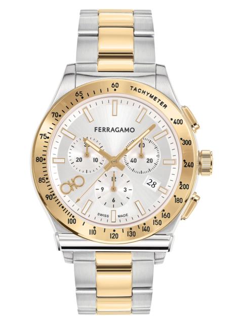 FERRAGAMO FERRAGAMO 1927 Chronograph Bracelet Watch, 42mm in Two Tone at Nordstrom