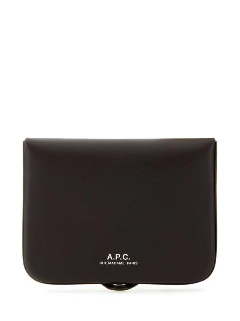 A.P.C. A.P.C. Men Dark Brown Leather Card Holder