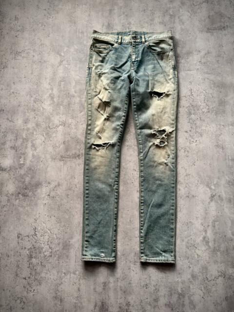 SAINT LAURENT Saint Laurent Paris 18AW D02 Blue Washed Distressed Denim Jeans