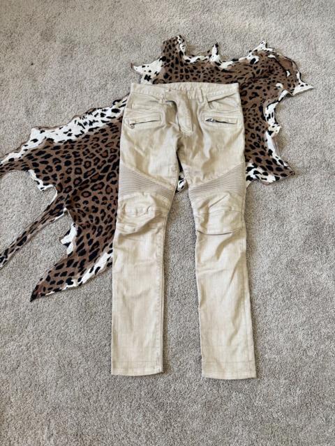 Balmain Balmain Slub cream biker jeans by Olivier Rousteing