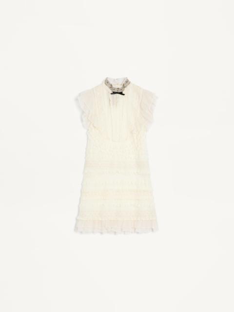 SHORT DRESS IN EMBROIDERED LIGHT LINEN