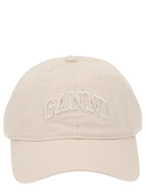 GANNI COTTON BASEBALL CAP WITH LOGO