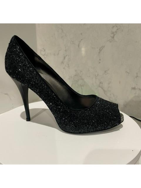 Giuseppe Zanotti GIUSEPPE ZANOTTI Black Sparkle Peep Toe Heels Sz 39.5‎