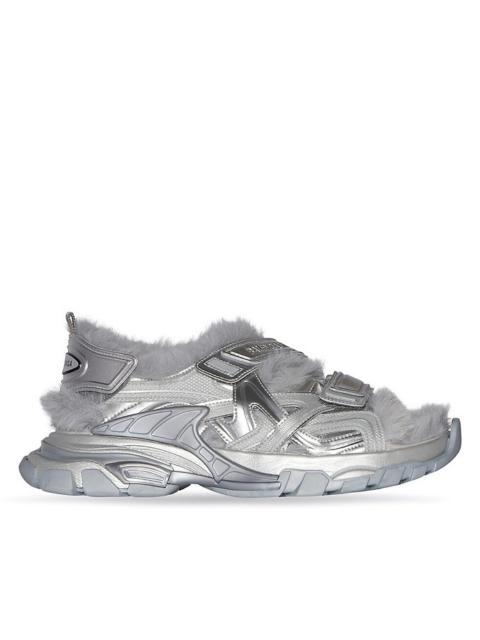 BALENCIAGA Balenciaga Men's Track Silver Metallic / Grey Faux Fur Sandal