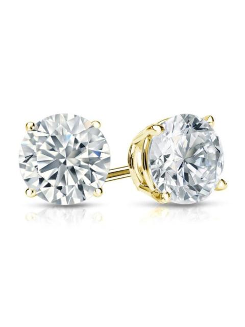 Other Designers Brilliant Diamond 3/4 Carat Round Lab Grown Diamond Stud Earrings in 14K Yellow Gold, Push Back, F C
