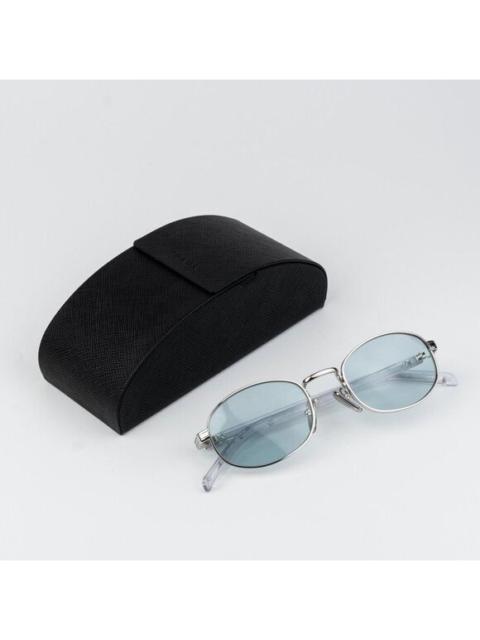 Prada Prada Men Sunglasses Silver Azure Oval  PRB53S 1BC40N NEW AUTHENTIC