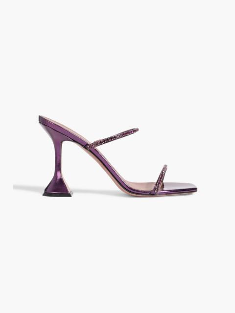 Amina Muaddi Gilda crystal-embellished mirrored-leather mules