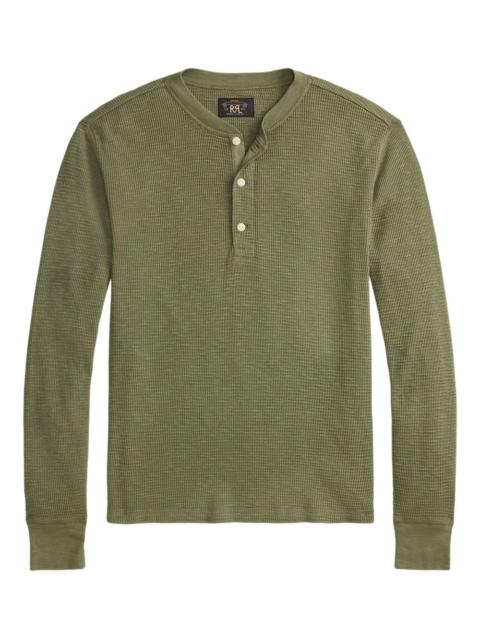 RRL by Ralph Lauren Garment-Dyed Waffle-Knit Henley Shirt