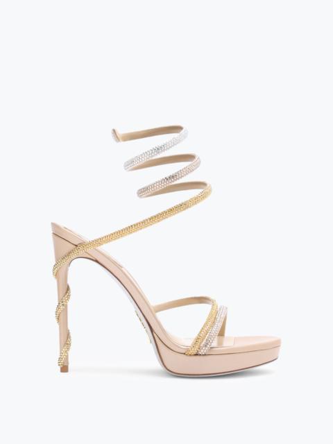 RENE CAOVILLA Margot Plateau Sandal With Gold And Silver Crystals 120