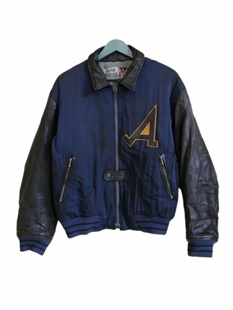 Other Designers Vintage Asphalt Leather Sleeve Zipped Varsity Jacket