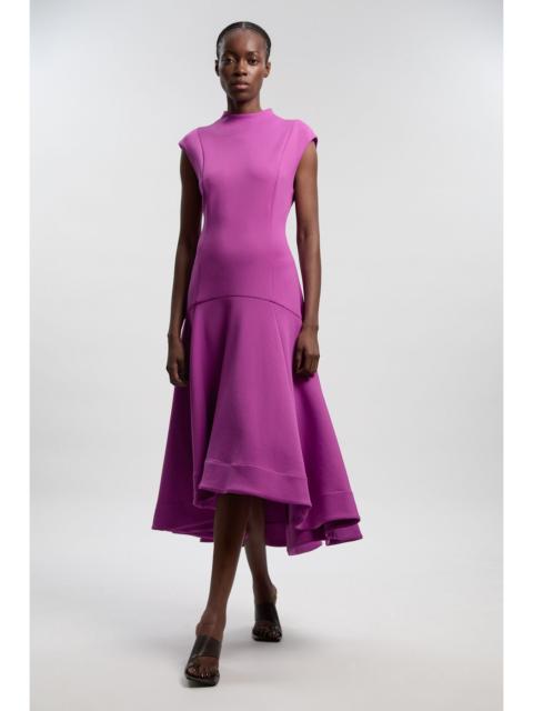 KAREN MILLEN Scuba Dipped Ruffle Hem Woven Maxi Dress