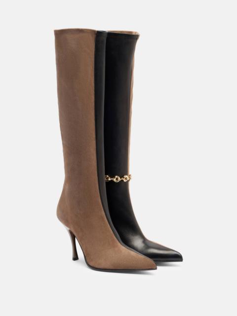 Loewe Comic leather and suede knee-high boots