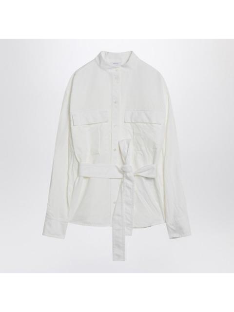 FERRAGAMO Ferragamo White Belted Shirt In Cotton Blend Women