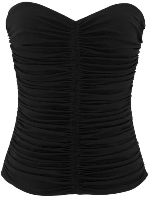 SAINT LAURENT Saint Laurent ruched strapless Top