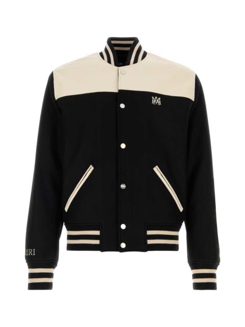 Two-tone Wool Blend Bomber Jacket