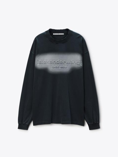 Alexander Wang Long Sleeve Logo Tee in Jersey Oversized