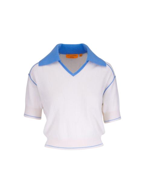 two-tone polo top
